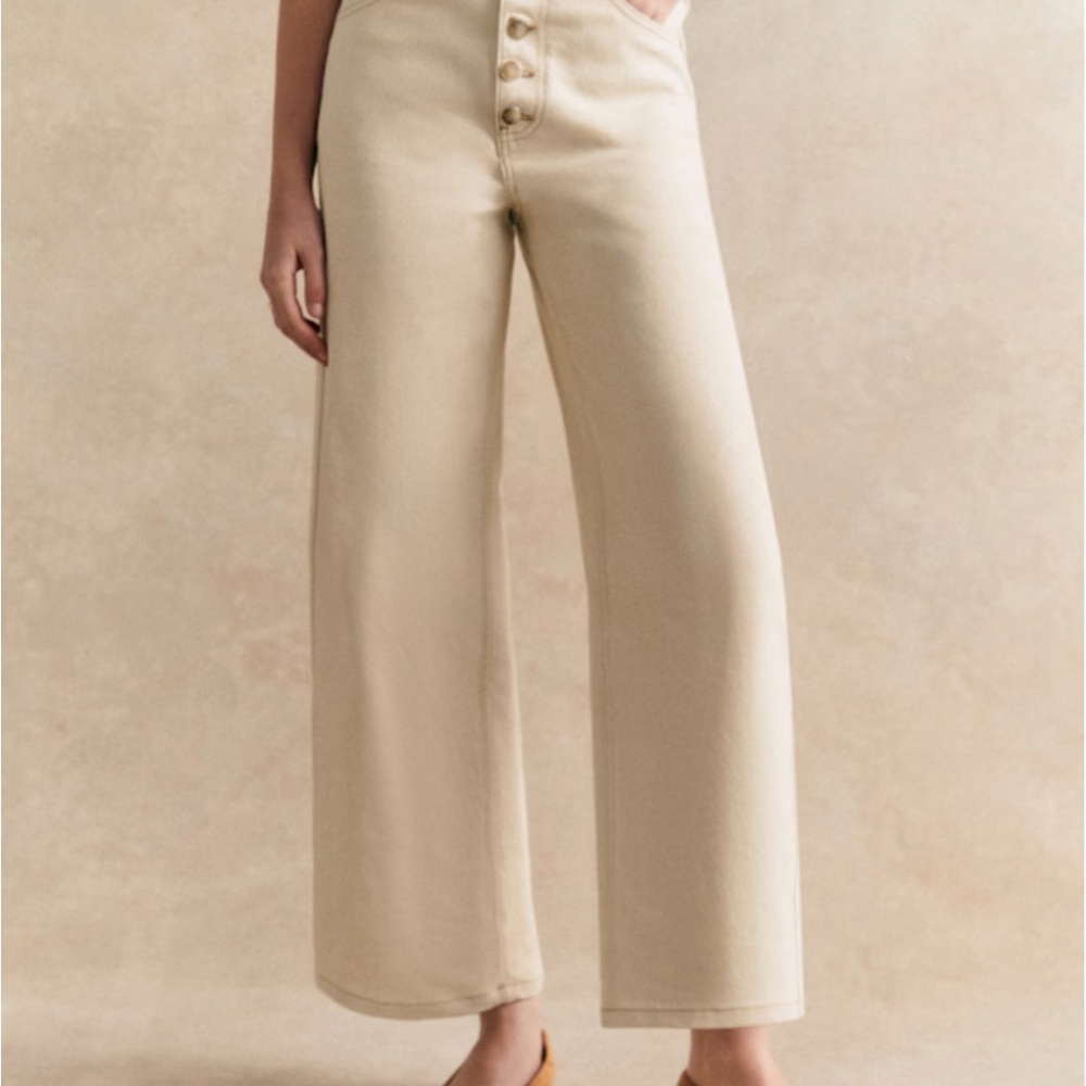 Sezane Le crop Ecru corduroy size 8